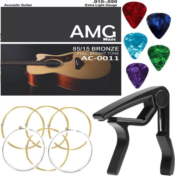 Urban Infotech Acoustic Acoustic Guitar Stainless String with Metal Alloy Guitar Capo and 5 Guitar Picks Guitar String