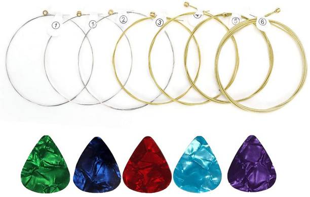 IMAGINEA Acoustic Acoustic Guitar String Set of Stainless Steel Hollow Ball End Full with 5 Picks Guitar String