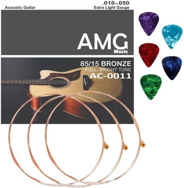 AMG Music Acoustic Guitar G 3rd String Set Of 3 Stainless Steal Strings Guitar G strings With Picks Guitar String