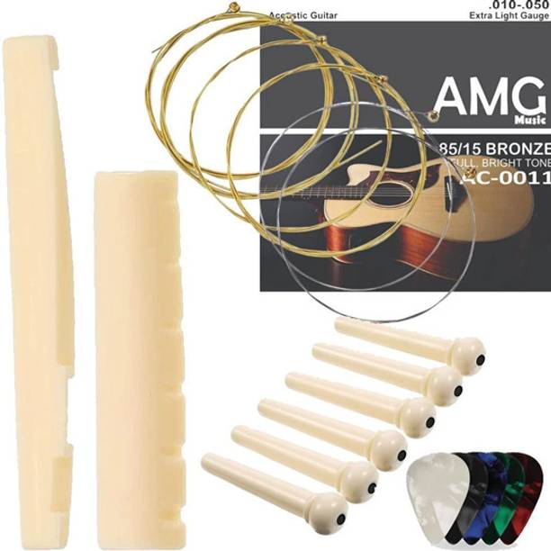 Pleasure Acoustic Guitar String Stainless steel with Saddle & Nut & Bridge Pins Set,5Picks Guitar String