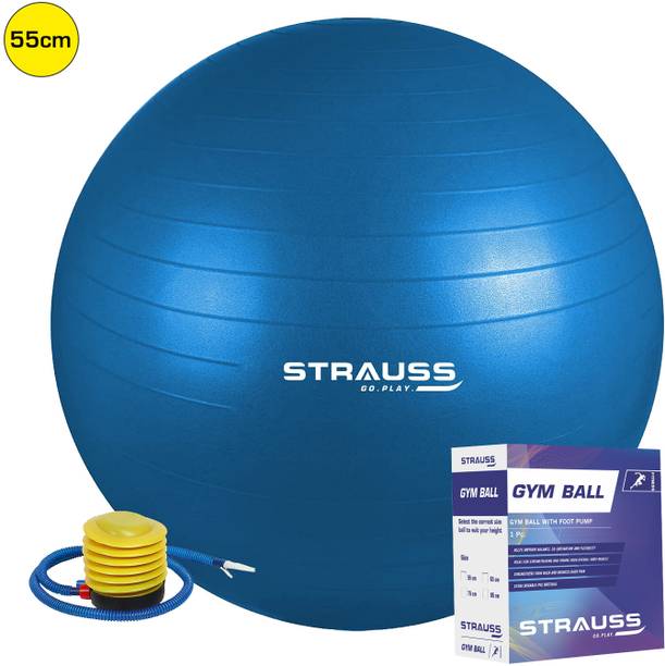 Strauss Anti Burst Gym | Exercise | Yoga | Workout , 55 Cm (Blue) Gym Ball