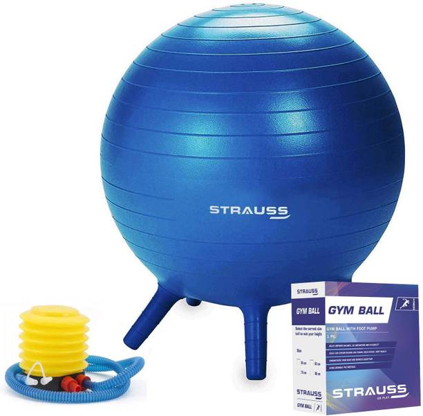Strauss Anti Burst Gym Ball Stability Legs | Exercise Ball For Kids, 55 Cm (Blue) Gym Ball