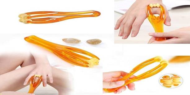 Acumahi Manual Acupressure Dual Roller Finger Massage Stick Plastic Manual Massager Orange Massager