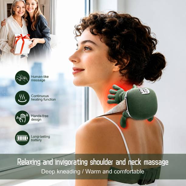 AAMS Electric Neck Massager with Heat for Shoulder Pain, Relaxation & Comfort