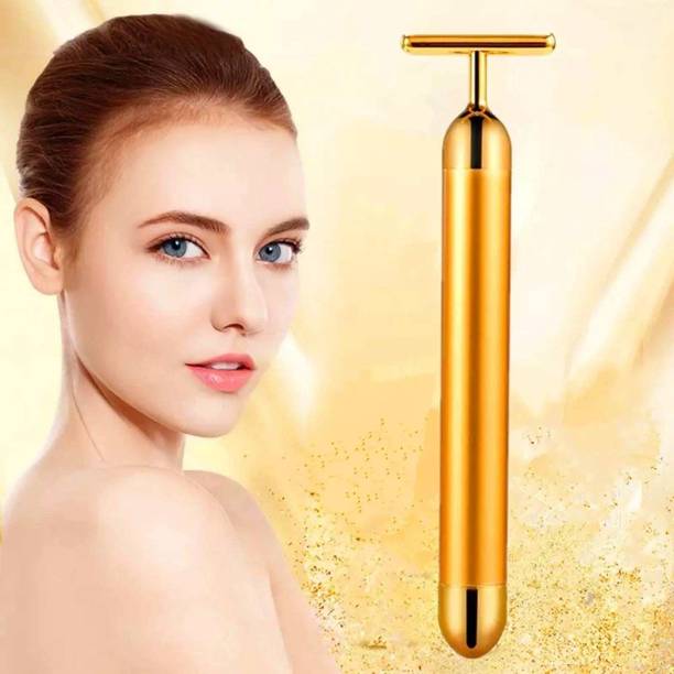 IMMUTABLE 24k Golden Pulse Facial Massager,T Shape Gold Face Beauty Massager SDC6