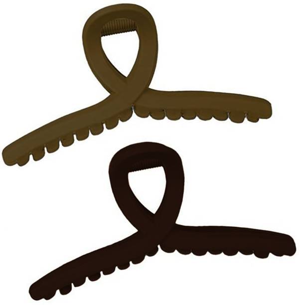 संफे T-shape Claw Clips Hair Accessories For Women/Girl (Black,Brown)
