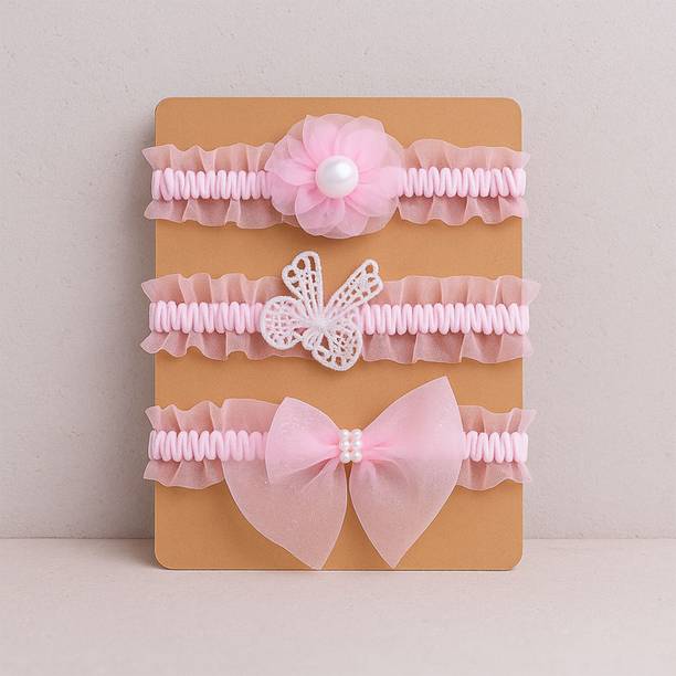 SYGA 3 Pcs Baby Headbands – Floral, Butterfly Lace & Pearl Bow Designs, Soft Bands Head Band