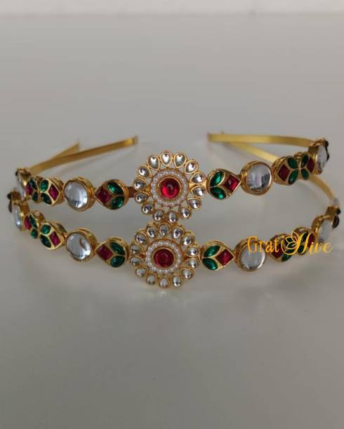 GratiHive Designer Bridal Headband with Kundan Detailing Festive Collection Head Band