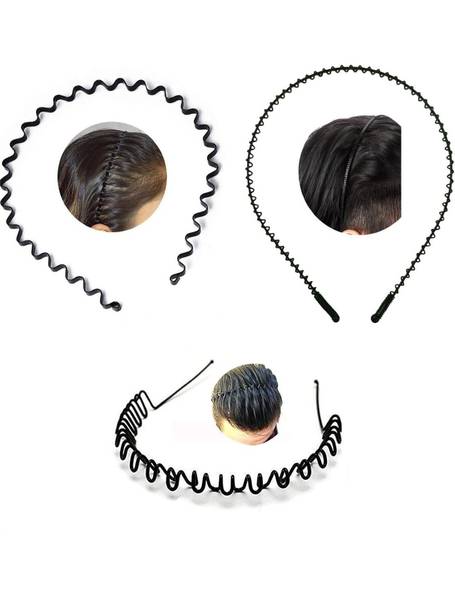 FlexOne 3 Pcs Flexible Metal Wavy, Spring And Zig Zag Daily Use For Unisex Men Women Hair Band