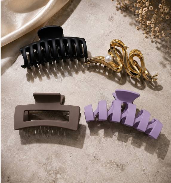 ANOUK Trendy Snake & Mix Matte Combo for Girls Perfect Party-Daily Use 4Pcs Set Hair Accessory Set