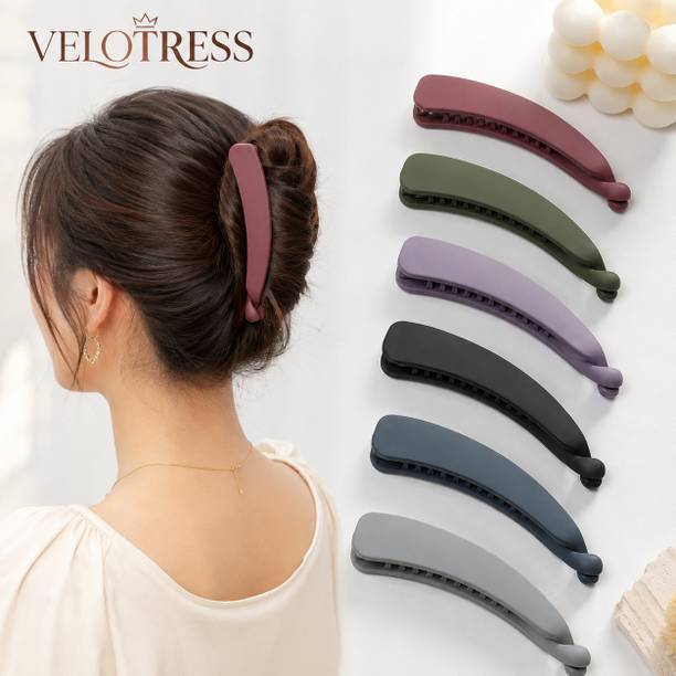 VELOTRESS Mini Banana Hair Clip for Women, Matte Finish, Pack of 6 Banana Clip