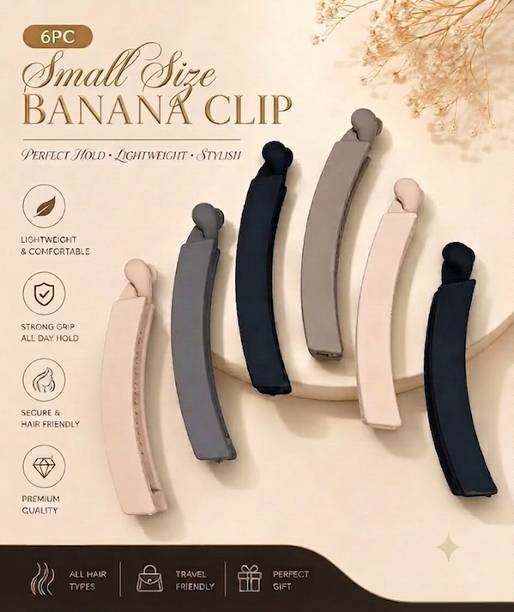 APSAMBR 6pc Small Size French Banana Clips, Non-Slip Classic Banana Clip