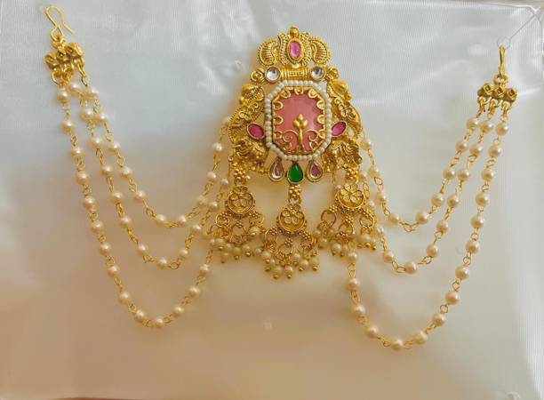 JEWELUXE Gold Plated Bridal Hair Brooch with Laher Hair Clip
