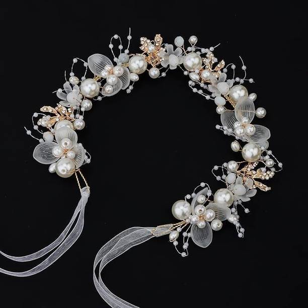 tathagat enterprise Women Hair Band For Girls,Hair Accessories For Women Wedding, Pearl Flower Crown Hair Band