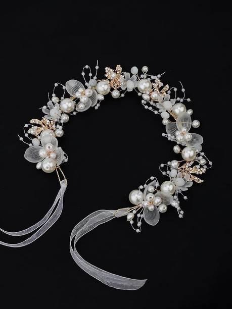 tathagat enterprise Women Hair Band For Girls,Hair Accessories For Women Wedding, Pearl Flower Crown Hair Band
