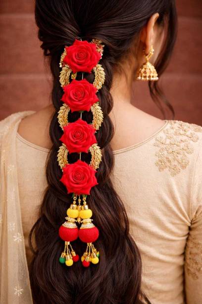 BARBARIC Royal ROSE Bridal hair gajra Hair Accessory Set