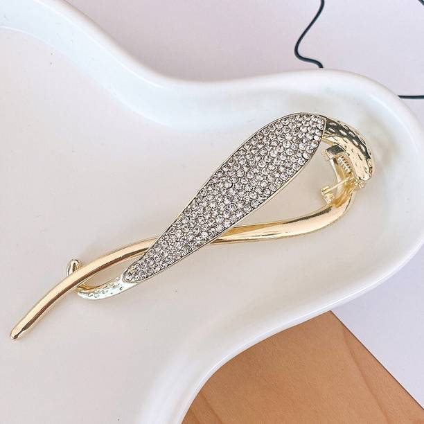 GLITZ & GLAMOUR Metal with Pearl Banana Clip Banana Clip