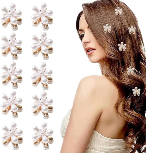 THE MAXIM 12 PCS Pearl Hair Claw Clips Mini Hair Clips Flower Claw Clips Pearl Hair Clip