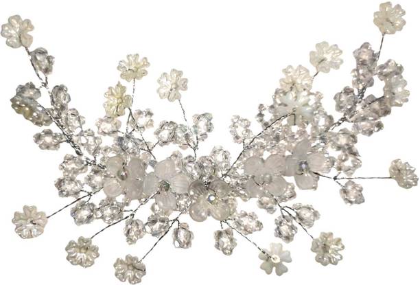 Catchy Crystal Pearl Tiara Vine hair Jewellery For Women | Hair Pin | Bun | Hair Accessory Set