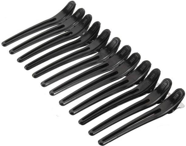 DEXO Hairdressing Salon Clips Set of 12 For Men And Women Hair Section Clips, Black Hair Clip