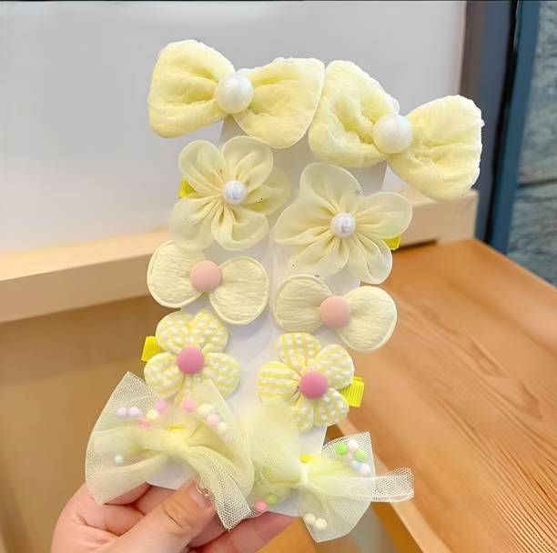 SYGA 10 Pcs Adorable Bow & Flower Design Baby Hairpin For Kids, Girls and Toddlers Hair Clip