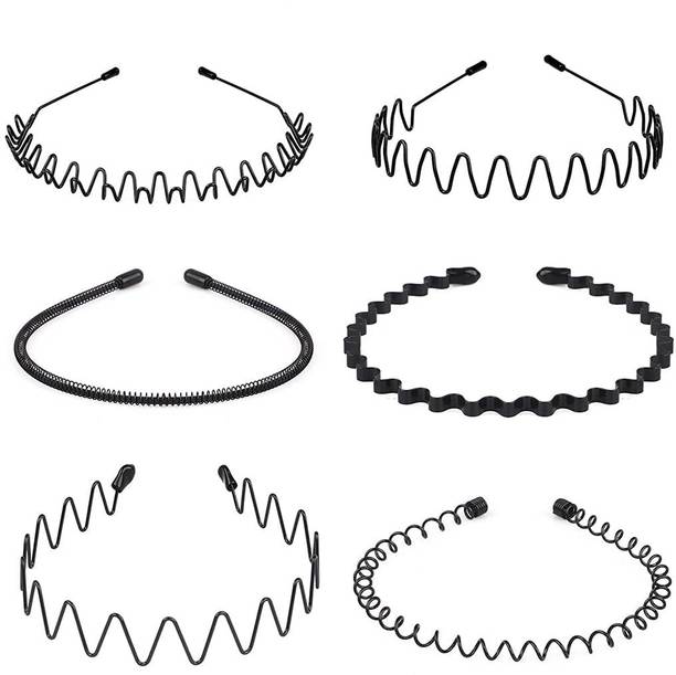 AshandRoh 6 Pcs Combo Hair Band for Men Boys Women Girls Kids Black Metal Hair Pin