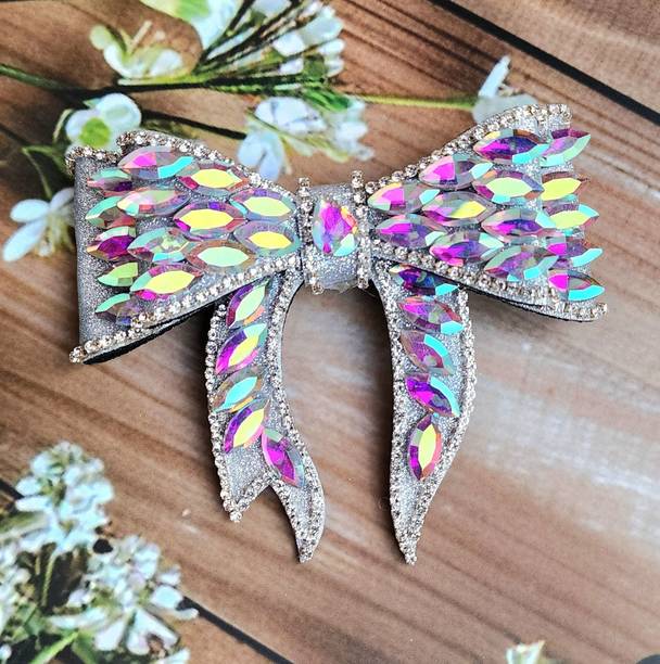 ANOUK Stylish Rhinestone Rainbow Color Fancy Decor Hair Bow Clip. D Hair Clip
