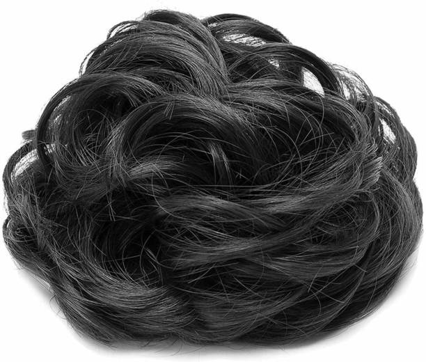 VSAKSH Pack of 1 Pcs Synthetic Party Look Messy/Curly Hair Juda Bun Maker Hair Extension for Girl's & Women - Black Bun