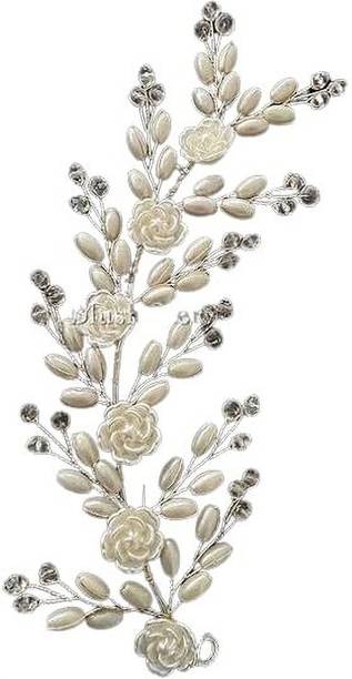 blush story Artificial Pearl Crystal Tiara Floral Bridal Bun Hair Accessories For Women Hair Accessory Set