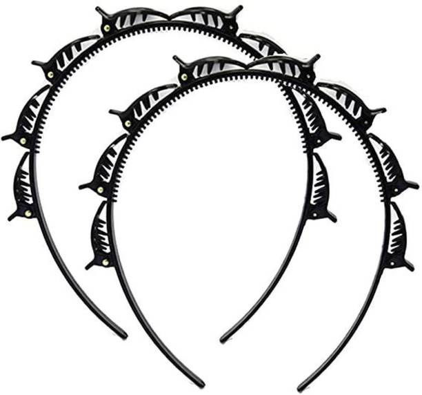sparkal Women And Girls Black Colour Hairband Pack of 2 Head Band