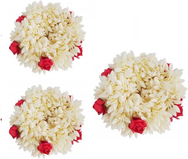 Kaima New Artificial Flower Juda Bun Gajra Hair Flower Gajra (pack of 3) Bun Clip Price in India