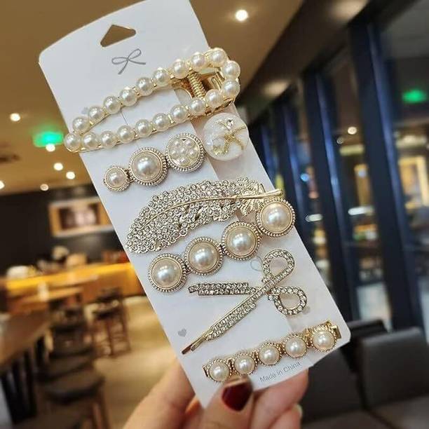 TRINGDOWN Pearl Hair Clips gold 6pcs set Hair Clip