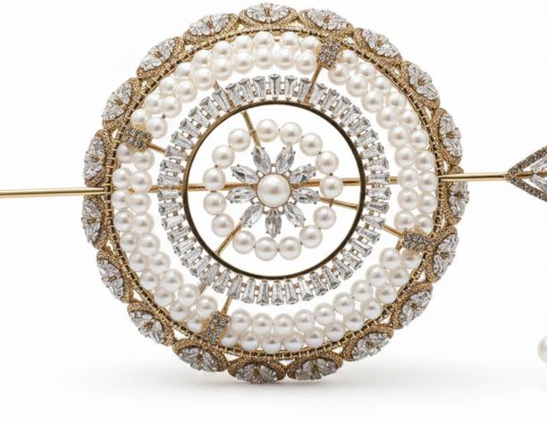 IKSAVA Bridal Pearl Hair Bun With Stick for Women | White Pearls & Crystal Stones Bun Stick