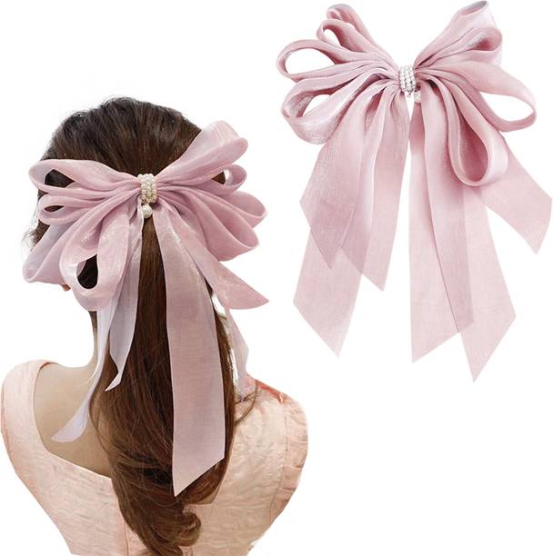 Anna Stella Fashion Pearl Bow Hair Clip Women And Girls Made With Silk Satin Hair Clip. Hair Clip