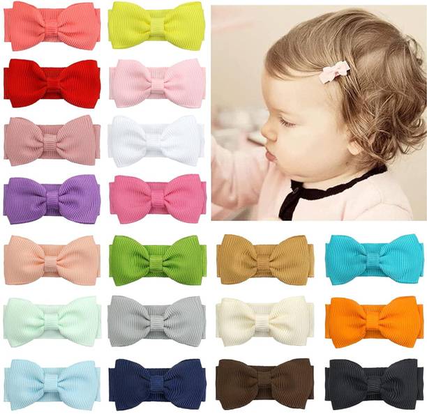 Simplybeaut Pack of 12 pcs baby multicolor mini soft hair bow clips Hair Clip