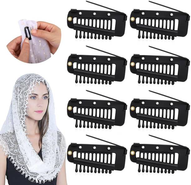 Shihen 6 pcs Wig Clip with Safety Pins, 10-Teeth Hair Extension Hair Clip