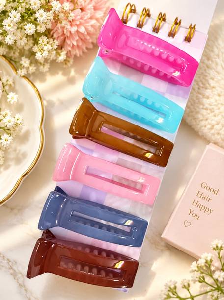DELEENA Creamy Shades Banana Hair Claw Clips For Women & Girls|| Pack of 6|| Banana Clip