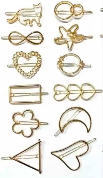 Vivalace Korean style Women's and Girls Golden Hair Clips Pack of 12 Hair Clip Hair Clip