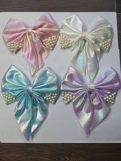 AALIYA INTERNATIONAL Hair Bow Girls Women Cute Pearl Stud Bow Clips 4 Pcs Hair Pin