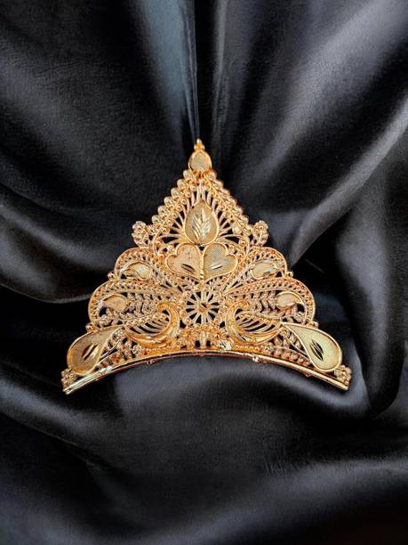 BengCraft Fancy Bridal Tiara Crown Wedding Taj Mukut for Bride, Girls, Women God, Goddess Hair Accessory Set