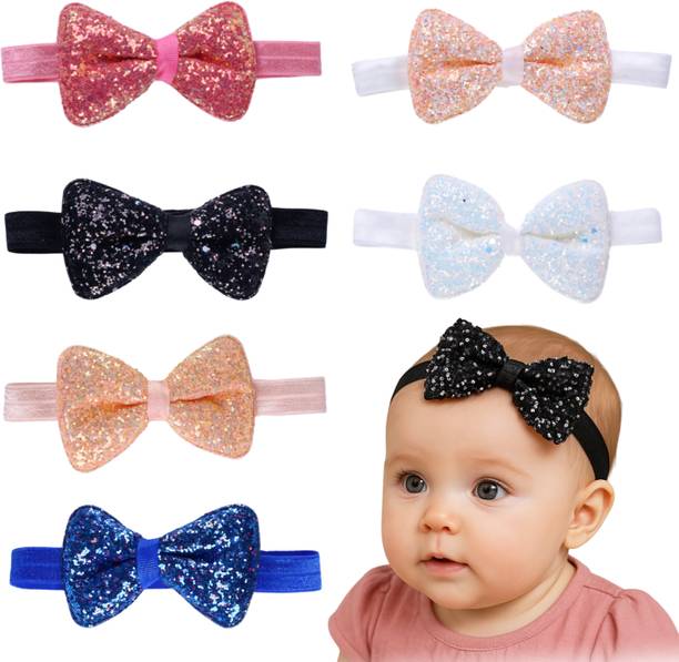 AmazingKarts multi-color baby girl kids hairband headband elastic hair accessory set of 6 Head Band