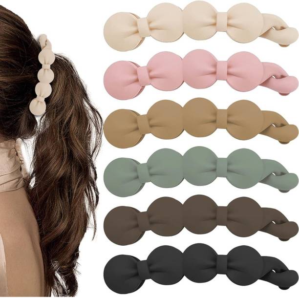 OLLIVOO 6 Pc Banana Hair Clips for Women Large Cute Ponytail Matte Banana Clip