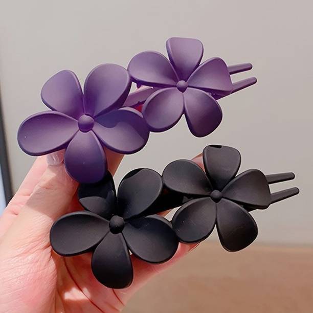 Freebies Korean Matte Big Flower Juda Clip/hair Clip/hair clip For Girls (set of 2) Bun Clip