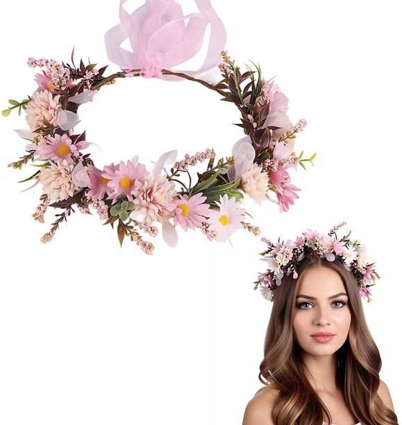 ELEPHANTBOAT Handmade Bridal Flower Wreath Forest Style Boho Wedding Headpiece for Brides Head Band