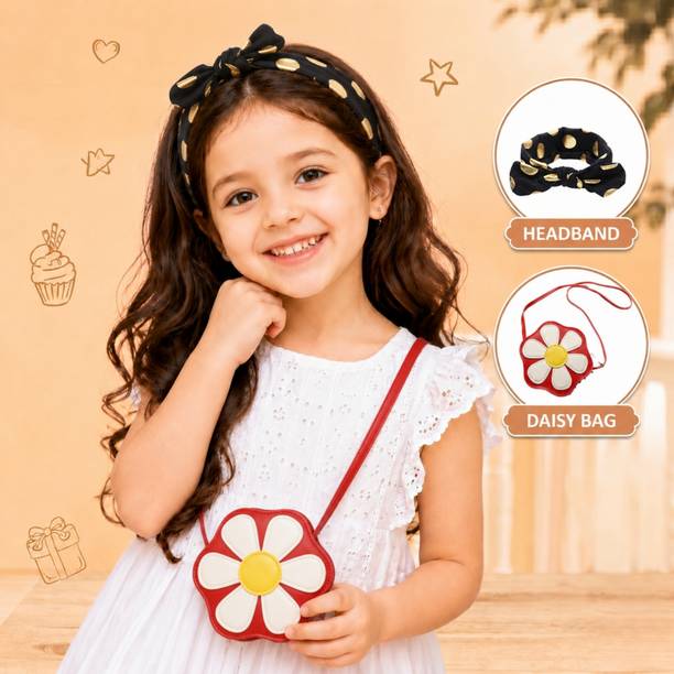 Bembika Kids Bow Hair Band & Sling Bag Combo for Girls 2-6Y (BE3156) Head Band