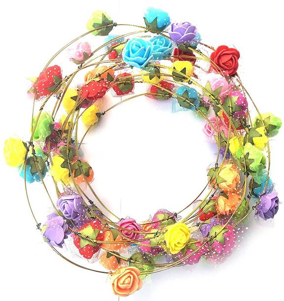 Vibgyor Products Girl's Multicolor Flower Gracious Tiara/Crown Head Wrap Pack of 12 Hair Claw