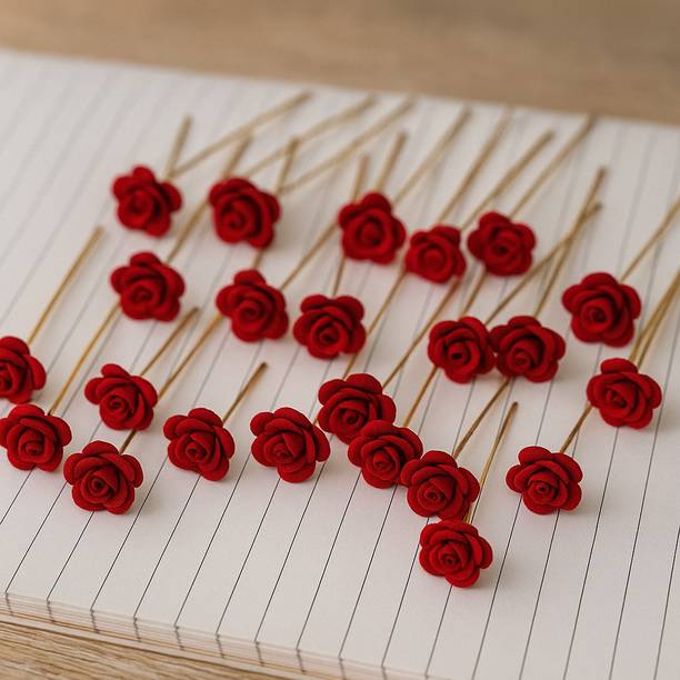 Akp Pack of 24 Red Rose Juda Pins for Women & Girls | Fancy Hair Bun Accessories Hair Pin