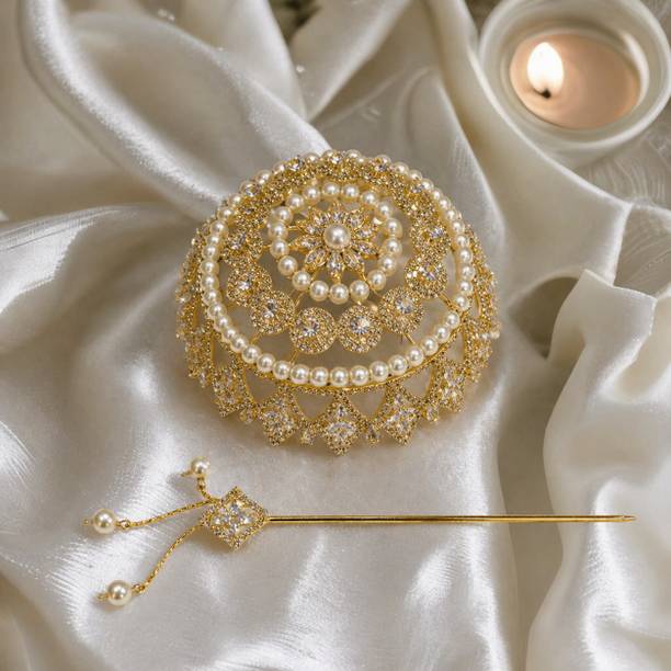 ShriHanu Gold Metal Hair Bun| Bridal Juda Accessory | Traditional Hair Accessories Hair Accessory Set