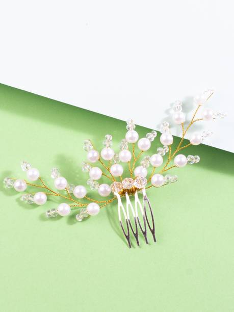 Dressberry Gold-Toned Beaded Hair Styling Comb Pin Hair Pin