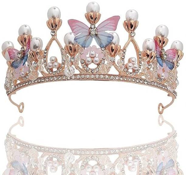 AADIVY Crown Pearl Princess Costume Crown Headband Flower Pageant Handmade Hair Hair Claw